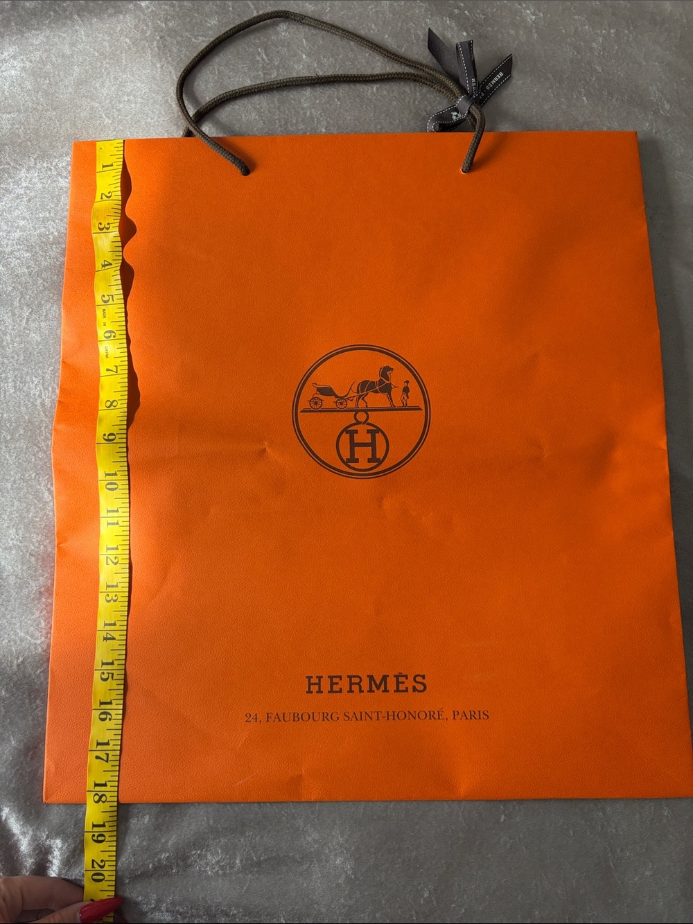 Hermes Orange Paper Shopping Bag with Brown Rope Handles